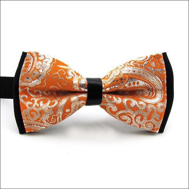 shlax & wing Black Orange Paisley Mens Pre-tied Ajustable SilkBlend Wedding Dress Fashion SilkBlend Bow Tie Descuento por venta flash