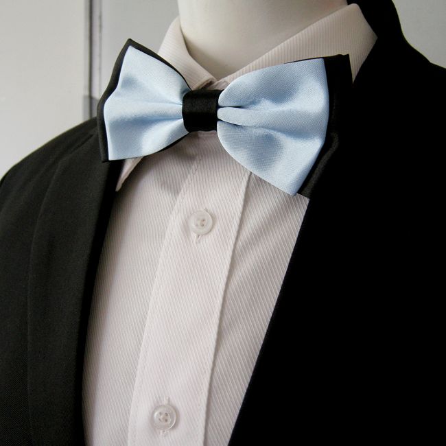 shlax & wing Black Light Blue Solid Mens Pre-tied Ajustable SilkBlend Wedding Dress SilkBlend Bow Tie Ofertas de temporada