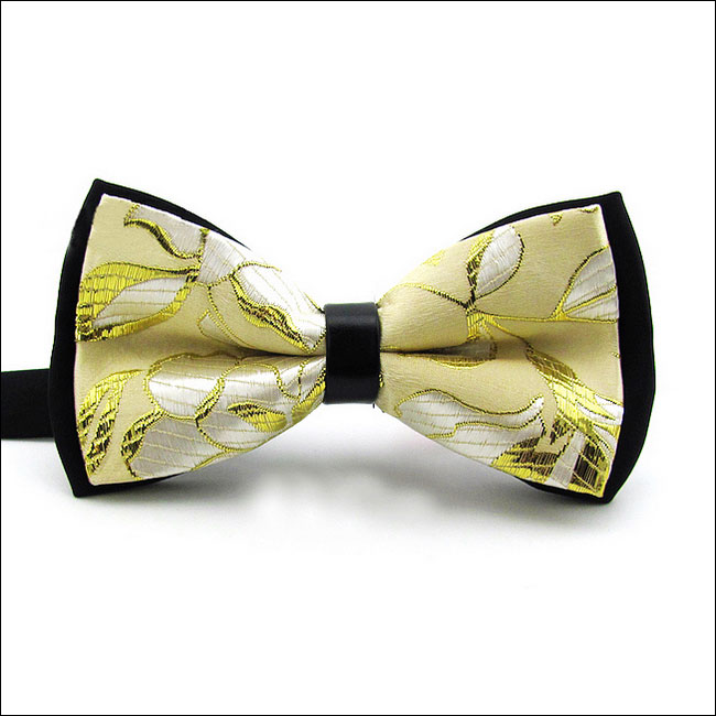 shlax & wing Black Light Yellow White Dots Mens Bow Tie Pre-tied Dress Wedding Blend Ajustable SilkBlend Wedding Ofertas especiales