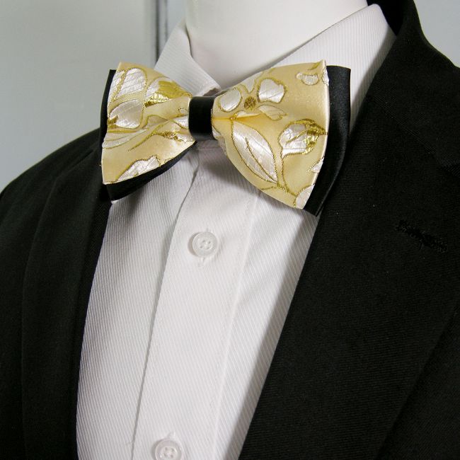 shlax & wing Black Light Yellow White Dots Mens Bow Tie Pre-tied Dress Wedding Blend Ajustable SilkBlend Wedding Ofertas especiales
