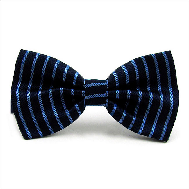 shlax & wing Blue Navy Stripes Mens Pre-tied Ajustable SilkBlend Wedding Dress SilkBlend Bow Tie Precio ultrabajo