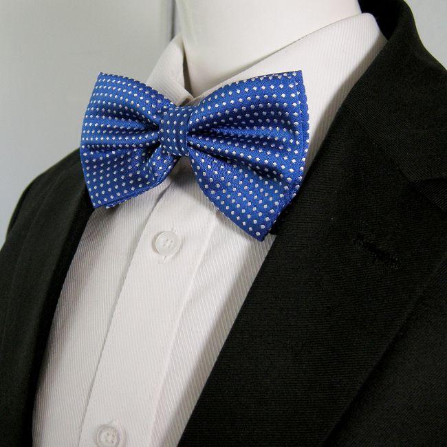 shlax & wing Blue White Dots Mens Bow Tie Pre-tied Dress Wedding Blend Ajustable SilkBlend Wedding Devoluciones gratuitas