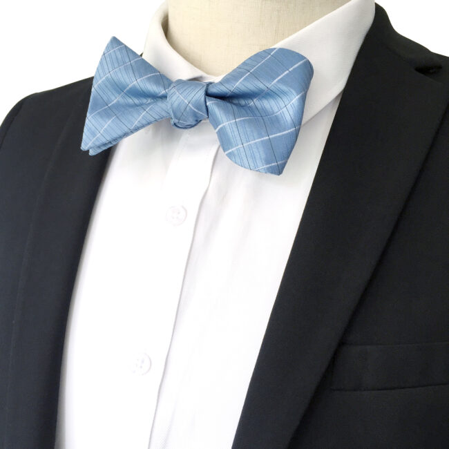 shlax & wing F3 Light Blue Checkes Men’s Bow Tie Hanky Set Business Silk Gift 2025