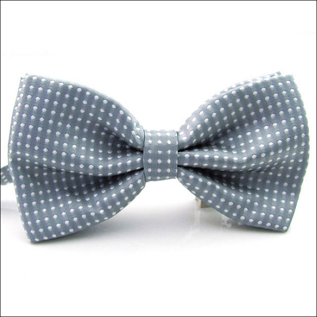 shlax & wing Gray White Dots Mens Pre-tied Ajustable SilkBlend Wedding Dress SilkBlend Bow Tie Rebajas