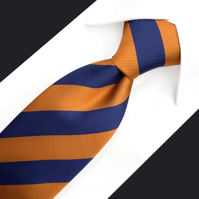 shlax & wing E27 Navy Orange Striped Silk Mens Necktie Wedding Dress Ties for male Brand New Classic Bow Tie Pocket Square Set Extra long size Ofertas
