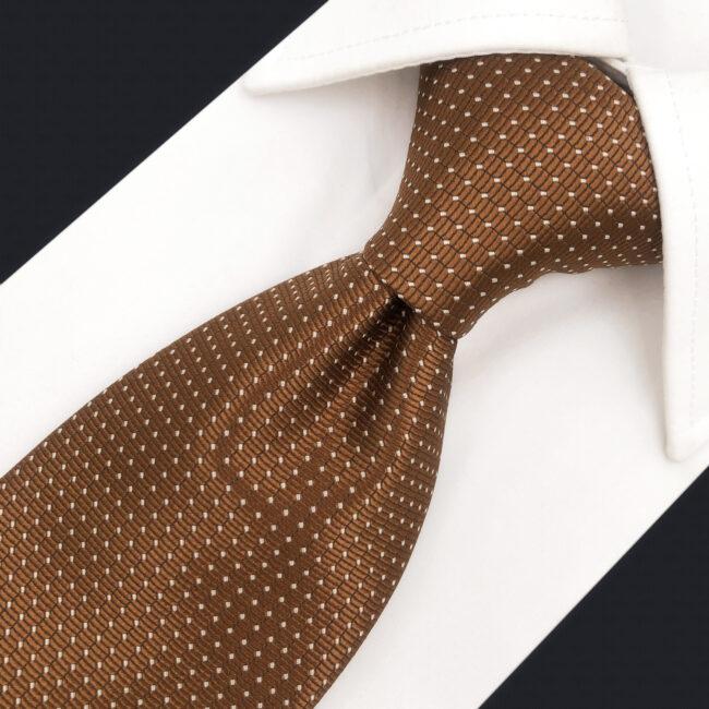 shlax & wing H21 Brown Dots Neckties for Men Silk Classic Business Extra Long Size 63″ Ties Set Gift Pocket Square Tienda