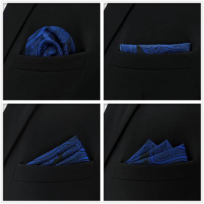 shlax & wing 5 Pieces Assorted Blue Fashion Mens Pocket Square Classic Handkerchiefs Set 24 Mejor oferta