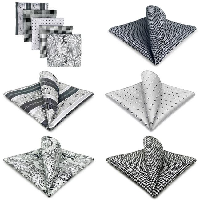 shlax & wing 5 Pieces Assorted Fashion Grey Mens Pocket Square Classic Handkerchiefs Set 1-22 Rebajas top