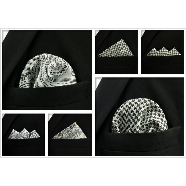 shlax & wing 5 Pieces Assorted Fashion Grey Mens Pocket Square Classic Handkerchiefs Set 1-22 Rebajas top