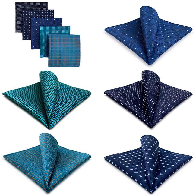 shlax & wing 5 Pieces Assorted Blue Mens Pocket Square Fashion Classic Handkerchiefs Set 1-20 Envío gratis