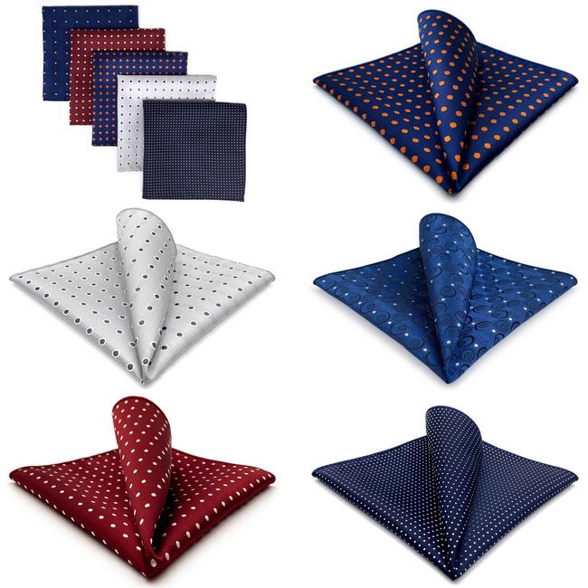 shlax & wing 5 Pieces Assorted Dots Mens Pocket Square Fashion Classic Handkerchiefs Set 1-6 ÚLTIMAS EDICIONES