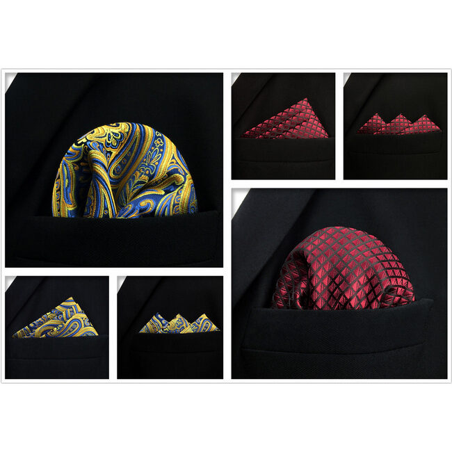 shlax & wing 5 Pieces Assorted Fashion Mens Pocket Square Classic Handkerchiefs Set 23 Último día