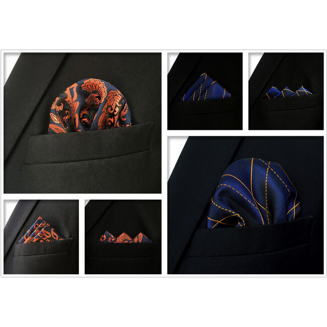 shlax & wing 5 Pieces Assorted Fashion Mens Pocket Square Classic Handkerchiefs Set 1-34 Precio de fábrica