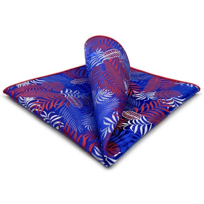 shlax & wing AH91 Blue Red Abstract Silk Mens Pocket Square Wedding Fashion Handkerchief Brand New Dress Hanky