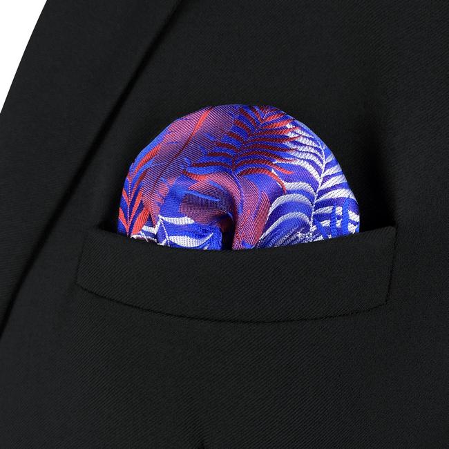 shlax & wing AH91 Blue Red Abstract Silk Mens Pocket Square Wedding Fashion Handkerchief Brand New Dress Hanky Promoción por tiempo limitado