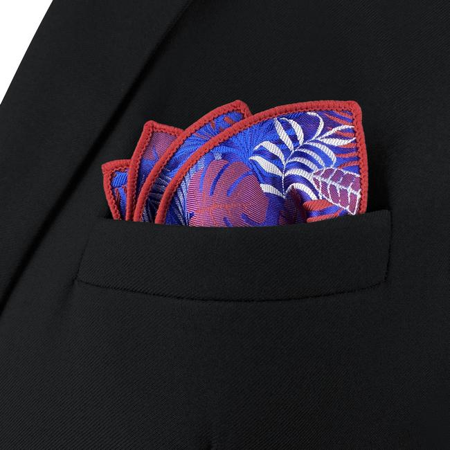 shlax & wing AH91 Blue Red Abstract Silk Mens Pocket Square Wedding Fashion Handkerchief Brand New Dress Hanky Promoción por tiempo limitado