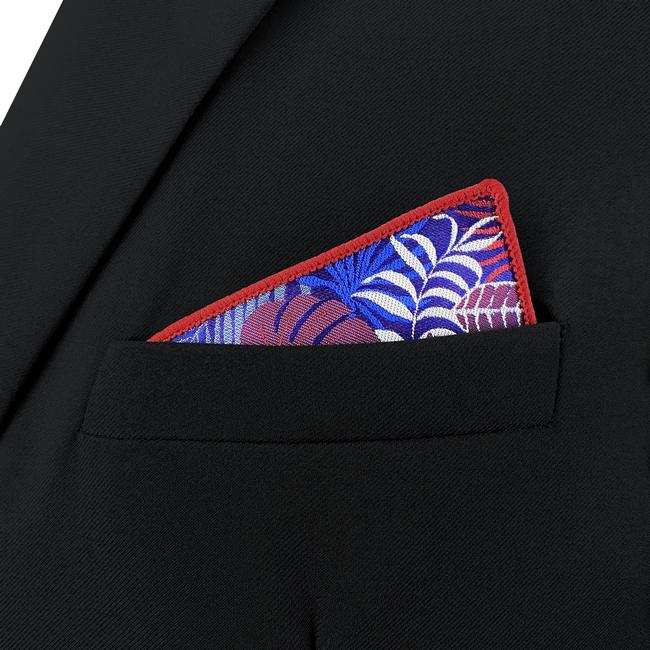 shlax & wing AH91 Blue Red Abstract Silk Mens Pocket Square Wedding Fashion Handkerchief Brand New Dress Hanky Promoción por tiempo limitado