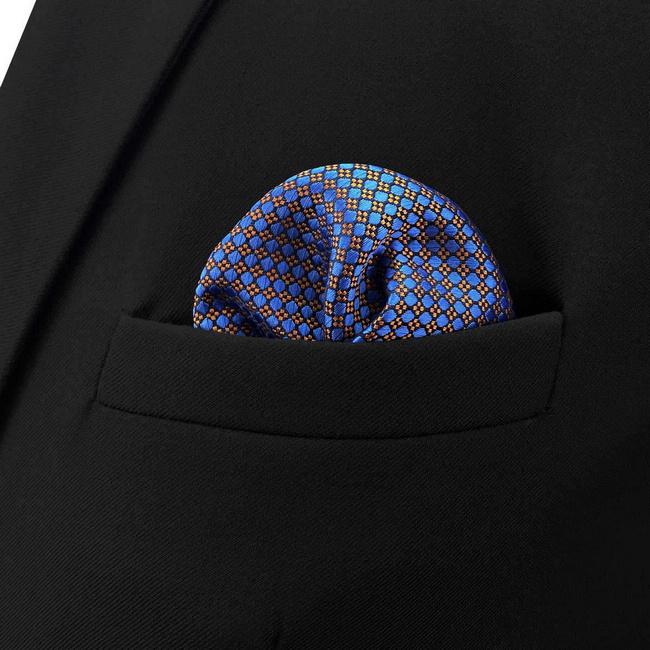 shlax & wing BH38 Blue Orange Polka Dots Mens Pocket Square Fashion Solo hoy