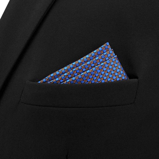 shlax & wing BH38 Blue Orange Polka Dots Mens Pocket Square Fashion Solo hoy