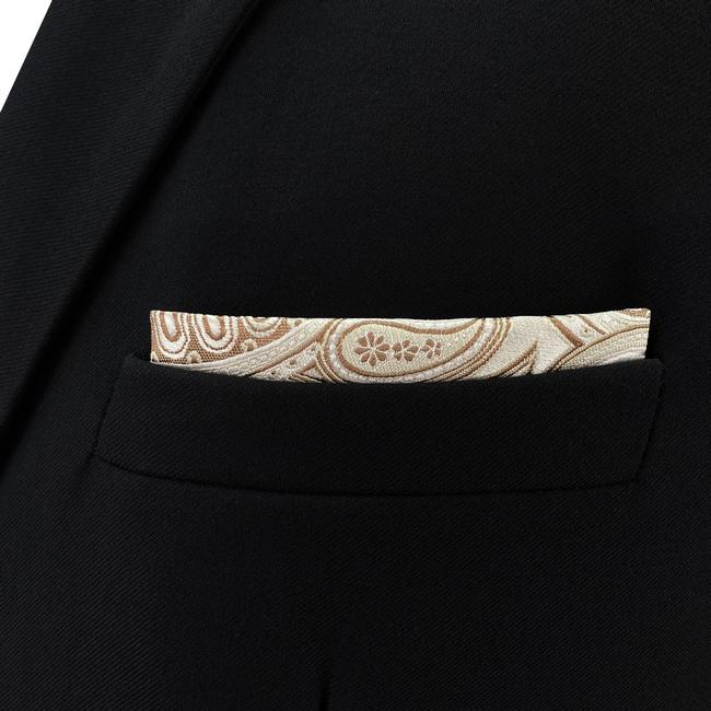 shlax & wing AH06 Cream Paisley Silk Jacquard Woven Classic Fashion Pocket Square Brand New Mens Hanky Oferta especial de fábrica