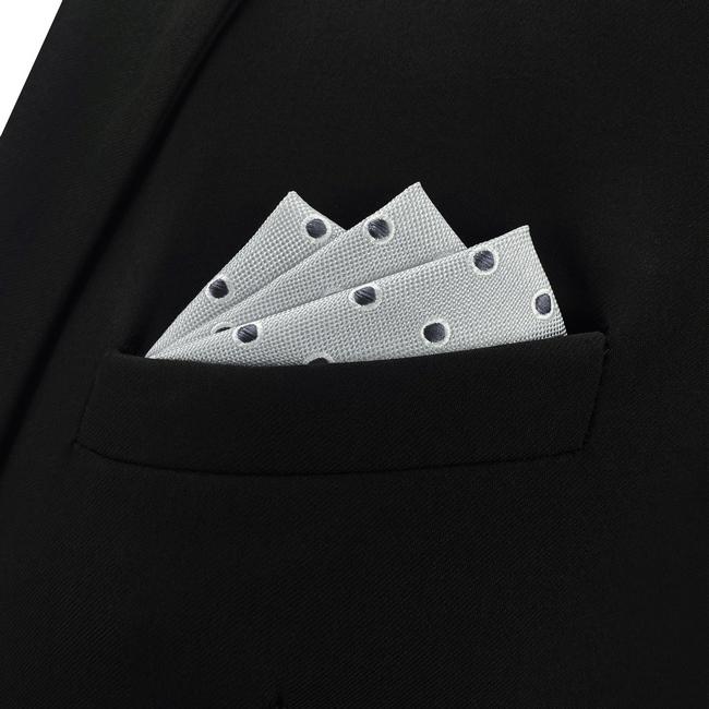 shlax & wing AH21 Light Gray Black Polka Dots Mens Pocket Square Silk Fashion Hanky Classic Dress Handkerchief Solo queda un día