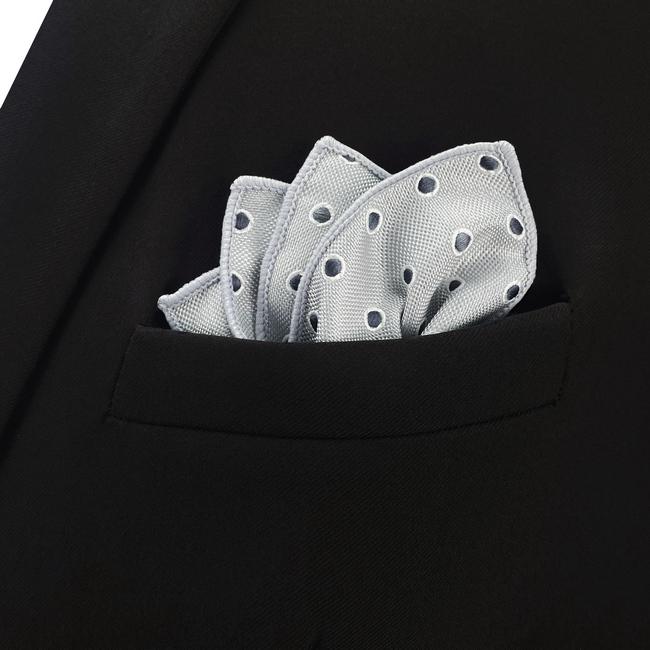 shlax & wing AH21 Light Gray Black Polka Dots Mens Pocket Square Silk Fashion Hanky Classic Dress Handkerchief Solo queda un día