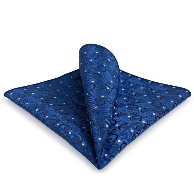 shlax & wing AH35 Navy Silver Geometric Mens Pocket Square Silk Fashion Wedding Dress Handkerchief Brand New Novelty Handmade Hanky Superdescuento