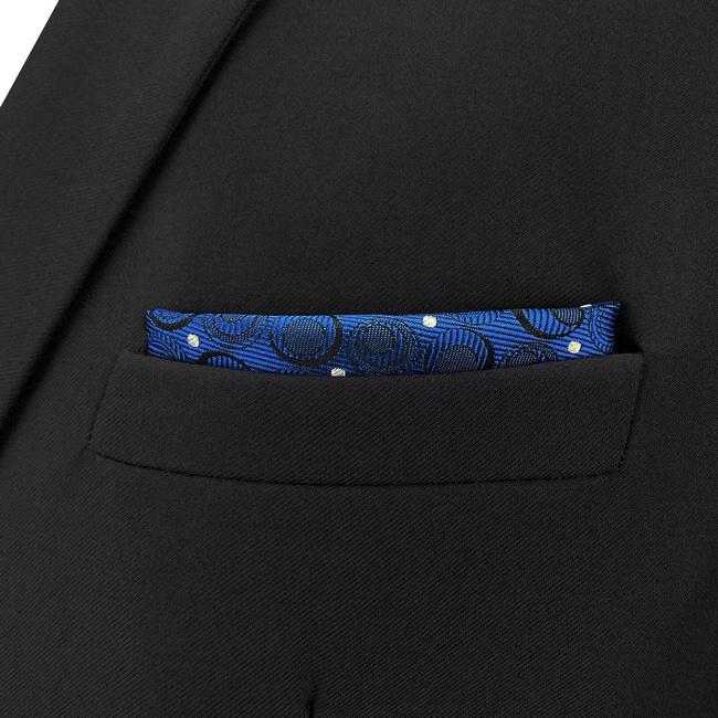shlax & wing AH35 Navy Silver Geometric Mens Pocket Square Silk Fashion Wedding Dress Handkerchief Brand New Novelty Handmade Hanky Superdescuento