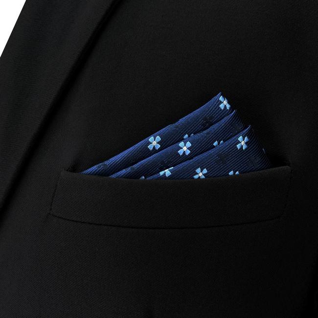 shlax & wing BH16 Navy Floral Mens Pocket Square Silk Fashion Classic Handkerchief Brand New Dress Hanky Liquidación
