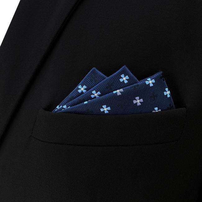 shlax & wing BH16 Navy Floral Mens Pocket Square Silk Fashion Classic Handkerchief Brand New Dress Hanky Liquidación