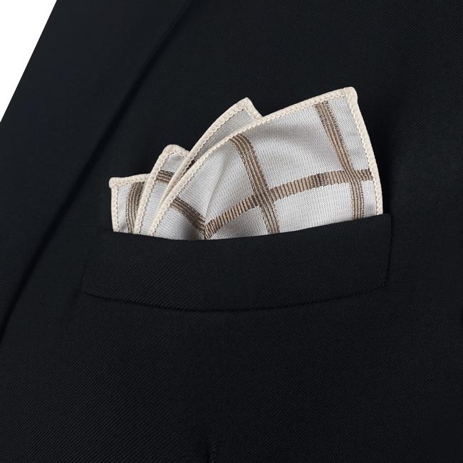 shlax & wing AH95 Khaki Checkes Mens Pocket Square Fashion Classic Handkerchief Brand New Hanky Envío internacional gratuito