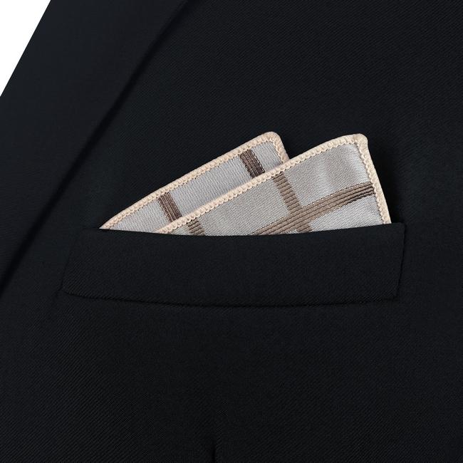 shlax & wing AH95 Khaki Checkes Mens Pocket Square Fashion Classic Handkerchief Brand New Hanky Envío internacional gratuito