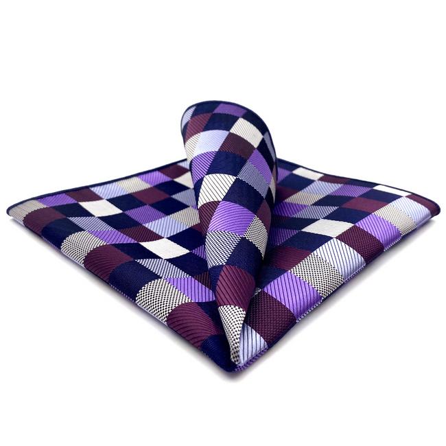 shlax & wing BH2 Checkes Purple Multicolor Mens Pocket Square Silk Fashion Classic Handkerchief Brand New Hanky Tienda de fábrica