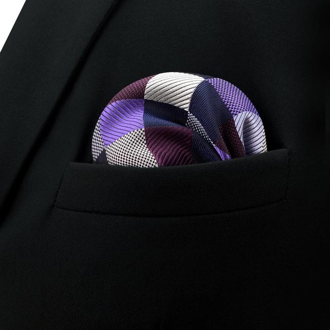 shlax & wing BH2 Checkes Purple Multicolor Mens Pocket Square Silk Fashion Classic Handkerchief Brand New Hanky Tienda de fábrica