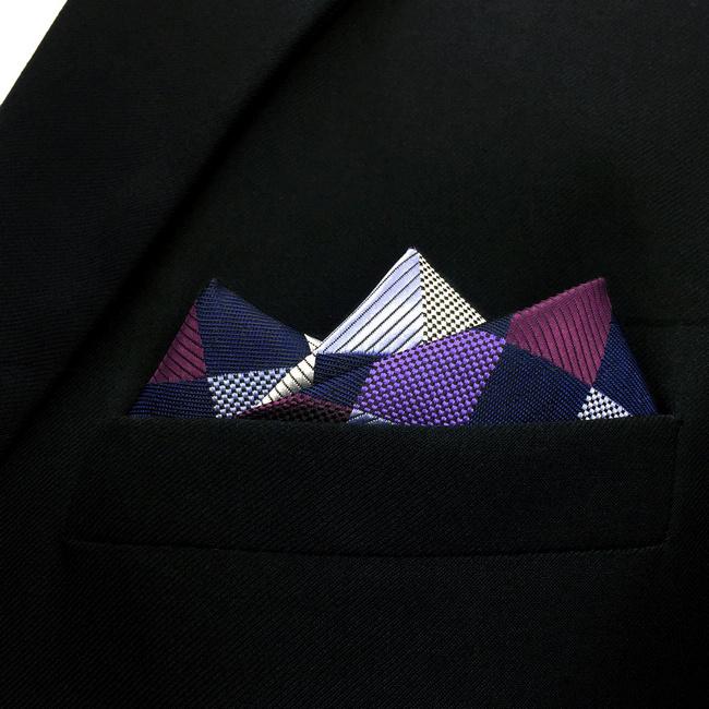 shlax & wing BH2 Checkes Purple Multicolor Mens Pocket Square Silk Fashion Classic Handkerchief Brand New Hanky Tienda de fábrica