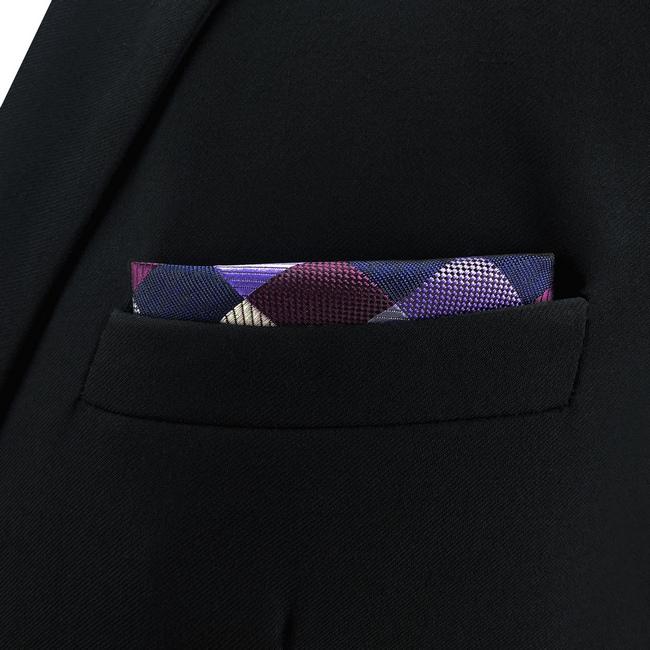shlax & wing BH2 Checkes Purple Multicolor Mens Pocket Square Silk Fashion Classic Handkerchief Brand New Hanky Tienda de fábrica