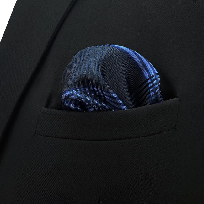 shlax & wing BH22 Navy Checkes Silk Mens Pocket Square Fashion Classic Handkerchief Dress Hankies Ahorra y exporta