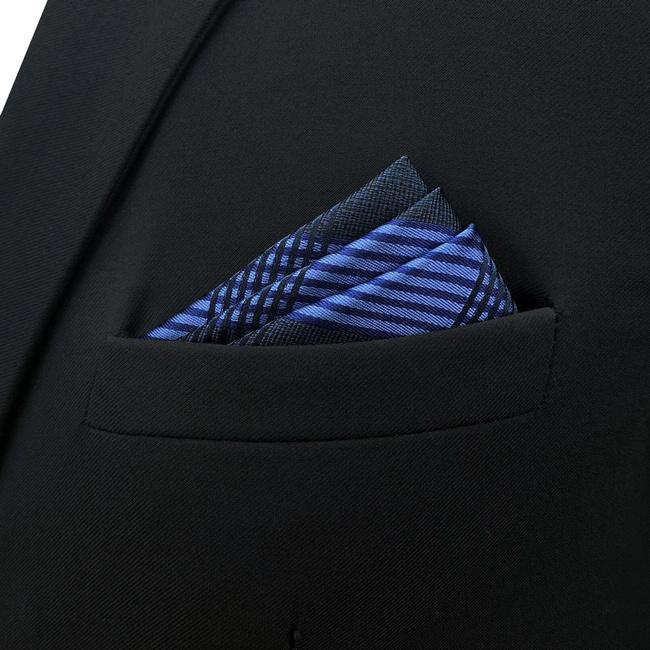shlax & wing BH22 Navy Checkes Silk Mens Pocket Square Fashion Classic Handkerchief Dress Hankies Ahorra y exporta