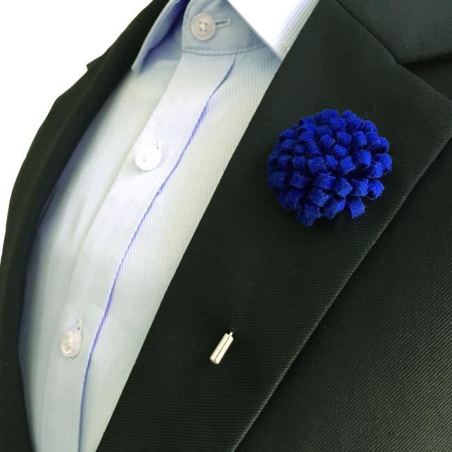 shlax & wing Blue Wool Felt Lapel Flowers Boutonniere Stick Pin Men’s Accessories Handmade Necktie Oferta exclusiva