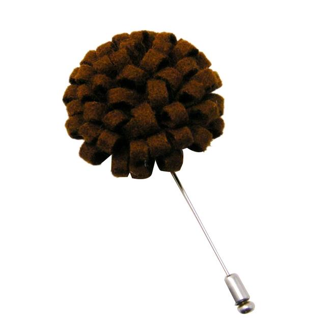 shlax & wing Brown Wool Felt Lapel Flowers Boutonniere Stick Pin Men’s Accessories Handmade Necktie Última moda
