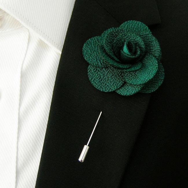 shlax & wing Dark Green Cotton Blend Lapel Flowers Boutonniere Stick Pin Men’s Accessories Handmade Necktie Ofertas especiales