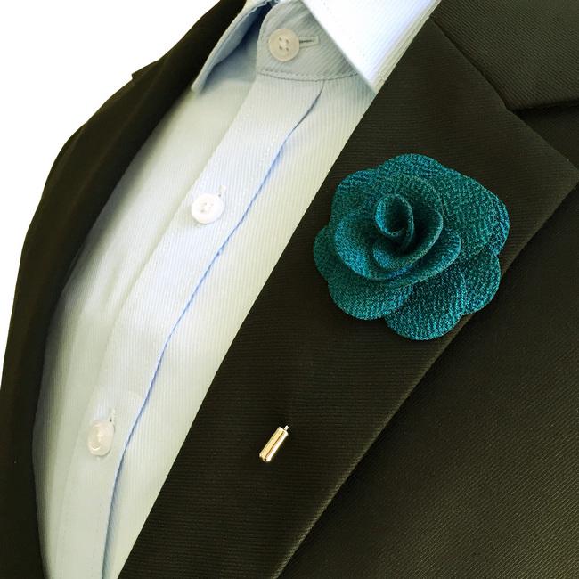 shlax & wing Dark Turquoise Cotton Blend Lapel Flowers Boutonniere Stick Pin Men’s Accessories Handmade Necktie Grandes ahorros