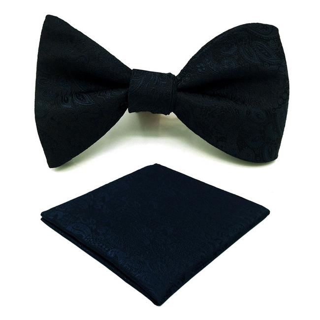 shlax & wing E14 Navy Abstract Silk Mens Bowtie Fashion Ajustable Self Bow Tie Pocket Square Set Wedding Hanky Devoluciones gratuitas