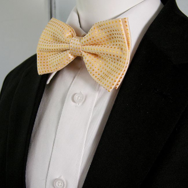 shlax & wing Light Orange Dots Mens Pre-tied Ajustable SilkBlend Wedding Dress Fashion SilkBlend Bow Tie 2025