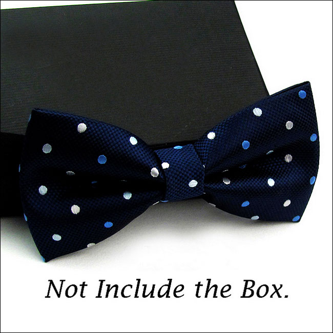 shlax & wing Navy Light Blue White Dots Mens Bow Tie Pre-tied Dress Wedding Blend Ajustable SilkBlend Wedding En línea