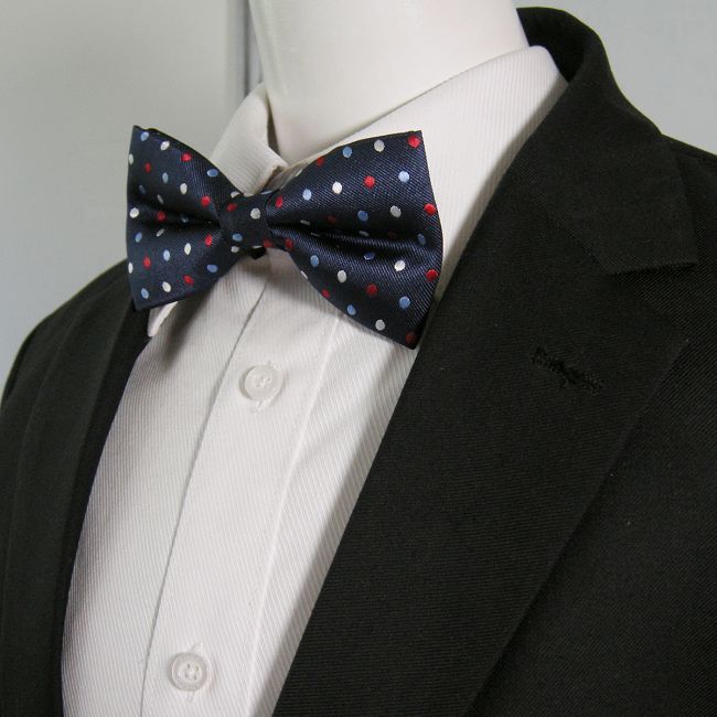 shlax & wing Navy Multicolor Dots Mens Pre-tied Ajustable SilkBlend Wedding Dress Fashion SilkBlend Bow Tie Outlet