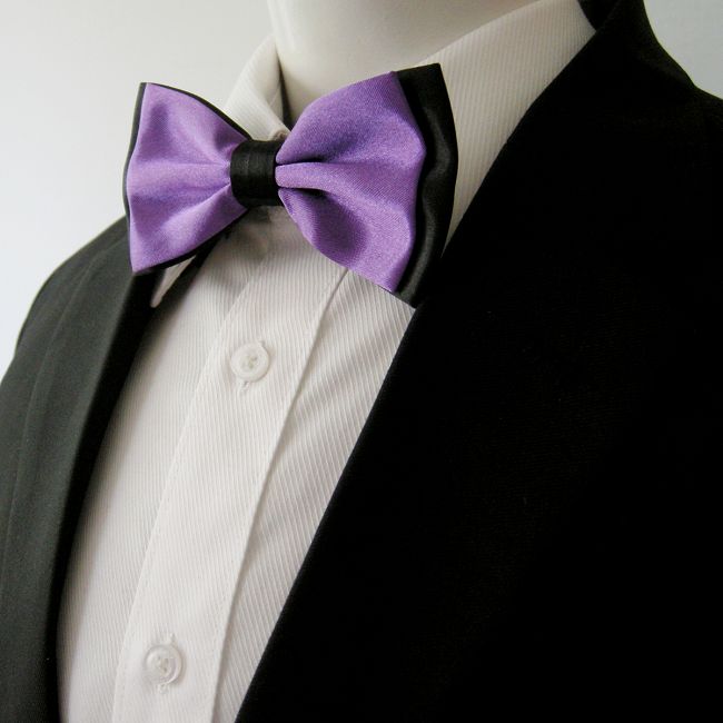 shlax & wing Purple Black Solid Mens Pre-tied Ajustable SilkBlend Wedding Dress Fashion SilkBlend Bow Tie En oferta