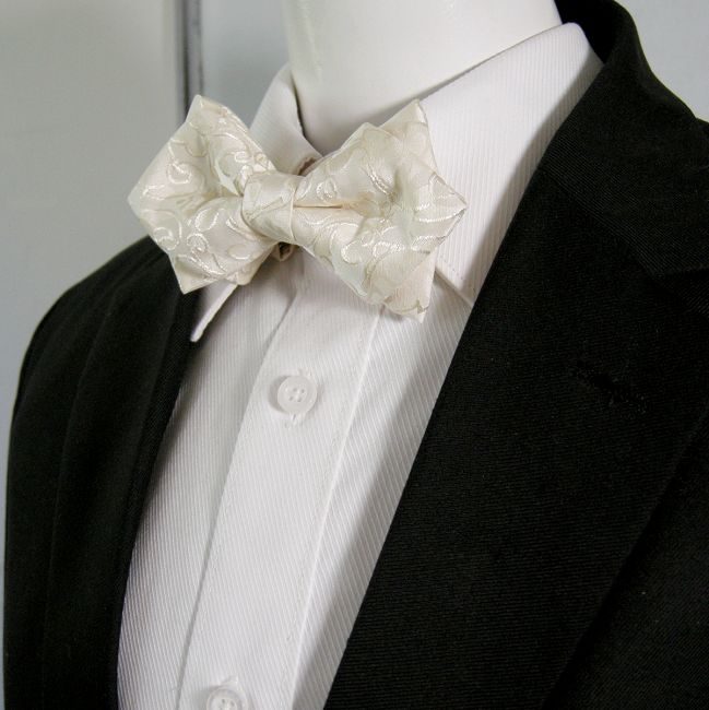 shlax & wing Solid White Paisley Mens Bow Tie Pre-tied Dress Wedding Blend Ajustable SilkBlend Wedding Rebajas baratas