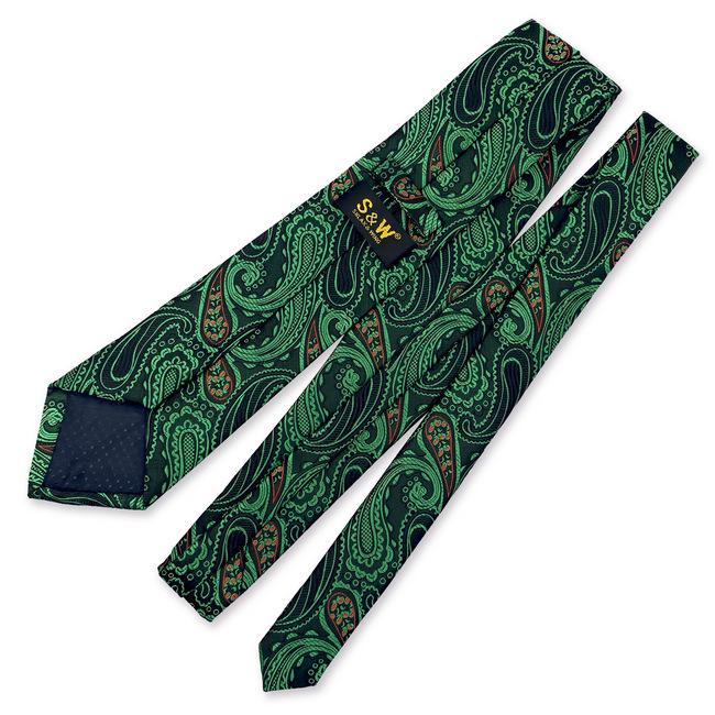 shlax & wing F30 Green Red Paisley Men Neckties Fashion Wedding Extra long size Los más vendidos