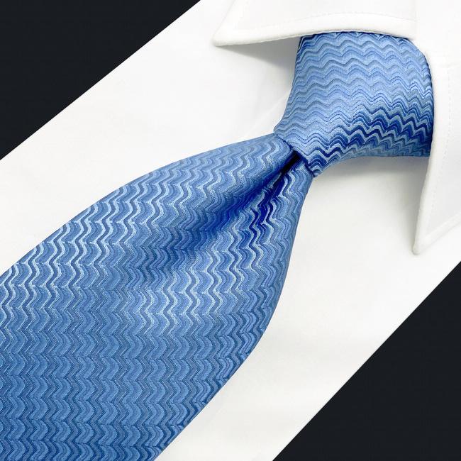 shlax & wing A40 Steel Blue Ripple Ties for Men Fashion Party Hanky Set Accessories Groom Business 63″ Men’s Necktie Descuento